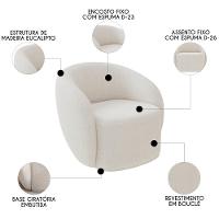 Poltrona Para Sala De Estar Orgânica Kit Com 2 Garbin K04 Bouclê Bege - Mpozenato - 3