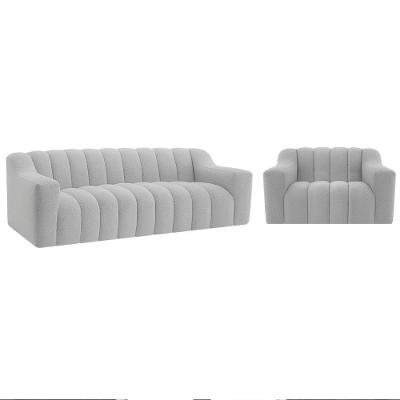 Kit 1 Sofá 150cm 2 Poltrona Luxo Recepção Sala Elegance Linho Cinza Claro
