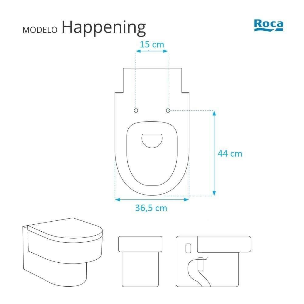 Assento Sanitario Poliester Com Amortecedor Happening Branco Para Vaso Roca - 5