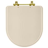 Assento Sanitario Poliester Carrara Amendoa Para Vaso Deca Com Ferragem Dourada - 1