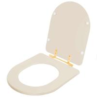 Assento Sanitario Poliester Carrara Amendoa Para Vaso Deca Com Ferragem Dourada - 2