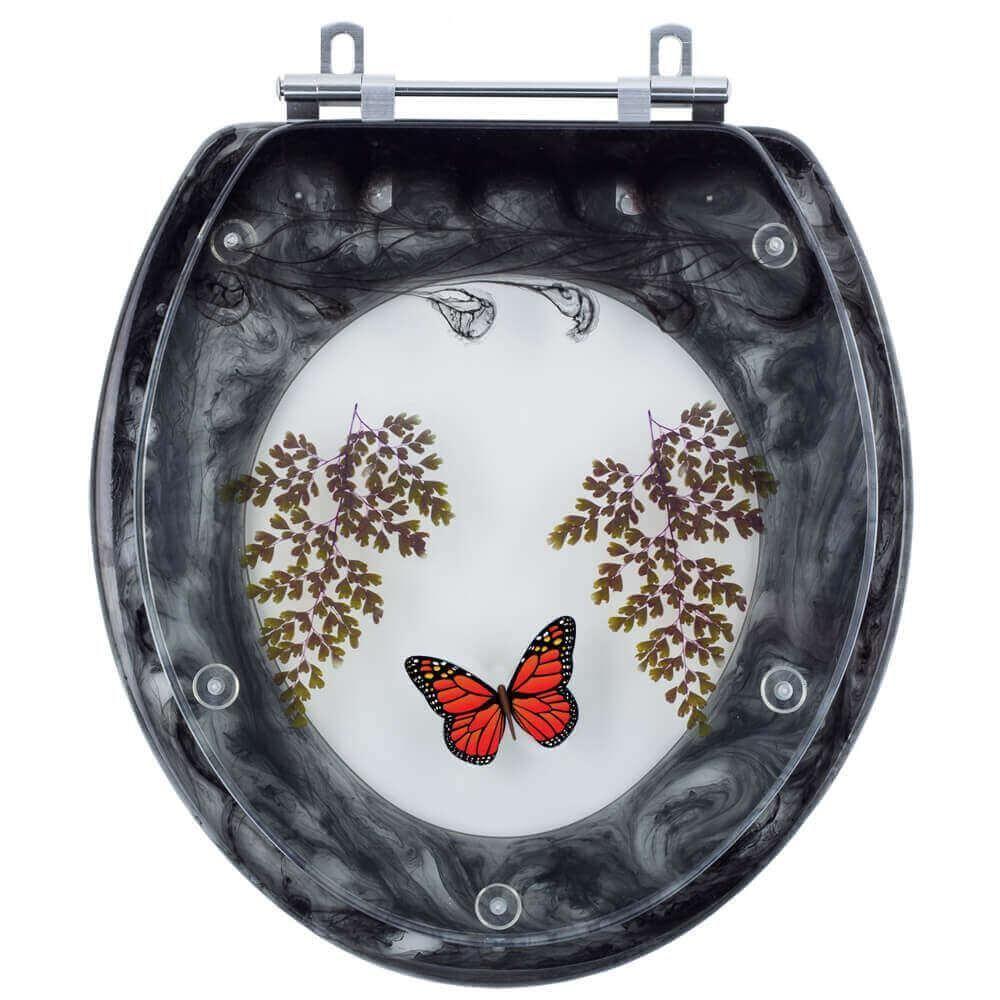 Tampa De Vaso E Lixeira Decorada Preto Com Borboleta Vermelha - 2