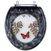 Tampa De Vaso E Lixeira Decorada Preto Com Borboleta Vermelha - 2