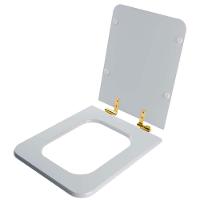 Assento Sanitário Soft Close Square Cinza Platina Para Vaso Incepa Com Ferragem Dourada - 6