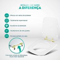 Assento Sanitário Poliéster Boss Matte Black Para Bacia Incepa Com Ferragem Dourada