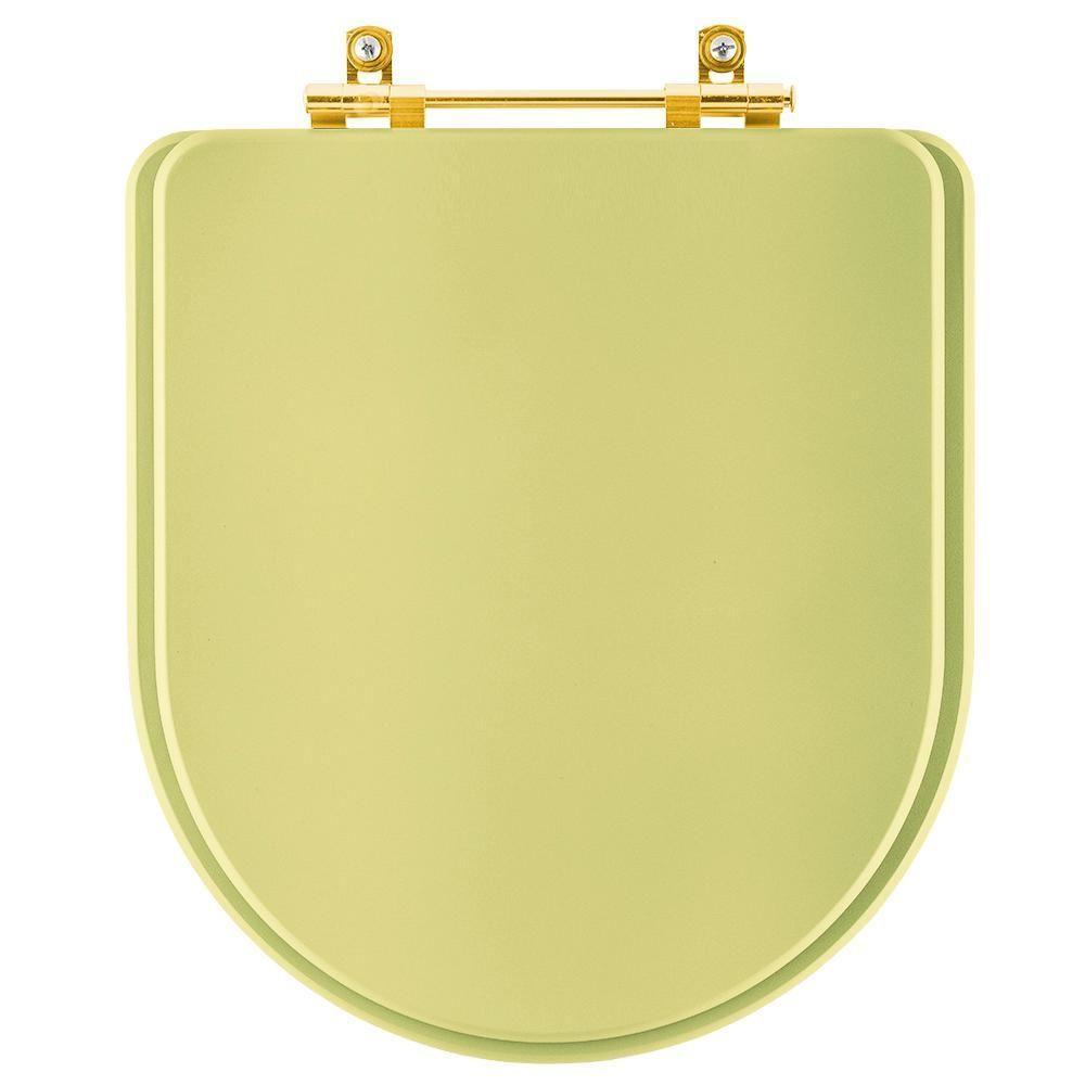 Assento Sanitário Carrara Bege Saara Para Vaso Deca Com Ferragem Dourada - 1