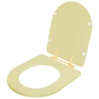 Assento Sanitário Carrara Bege Saara Para Vaso Deca Com Ferragem Dourada - 2
