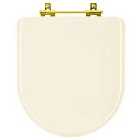 Assento Sanitário Almofadado Carrara Creme Bege Claro Para Vaso Deca Com Ferragem Dourada - 1