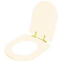 Assento Sanitário Almofadado Carrara Creme Bege Claro Para Vaso Deca Com Ferragem Dourada - 2