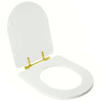 Assento Sanitário Almofadado Carrara Branco Para Vaso Deca Com Ferragem Dourada - 2