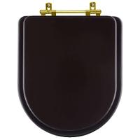 Assento Sanitário Carrara Marrom Degrade Para Vaso Deca Com Ferragem Dourada - 1