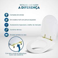 Assento Sanitário Carrara Marrom Degrade Para Vaso Deca Com Ferragem Dourada