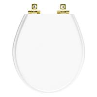 Assento Sanitário Soft Close Ravena Branco Para Vaso Deca Com Ferragem Dourada - 1