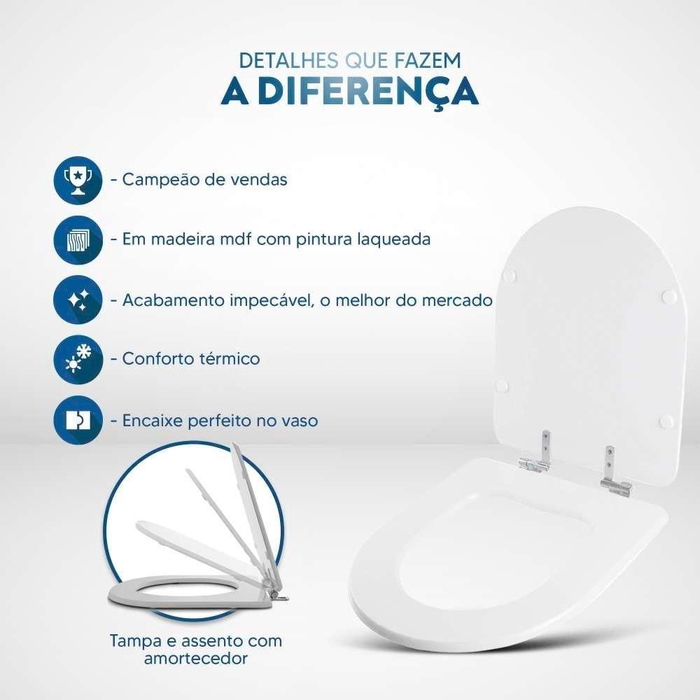 Assento Sanitário Soft Close Riviera Azul Para Vaso Celite - 3