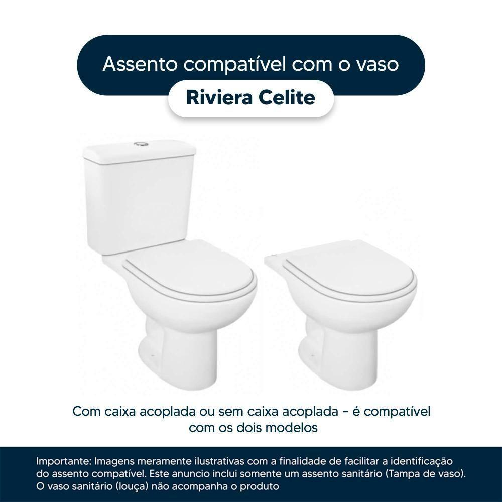 Assento Sanitário Soft Close Riviera Branco Para Vaso Celite Com Ferragem Dourada - 4