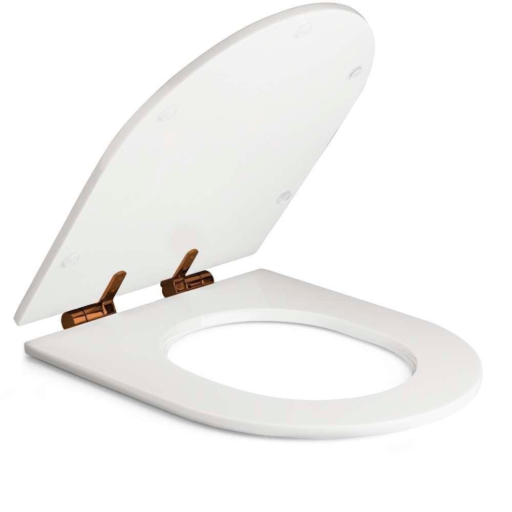 Assento Poliester Soft Close Antimicrobiano Carrara Rose Gold Para Vaso Deca - 2