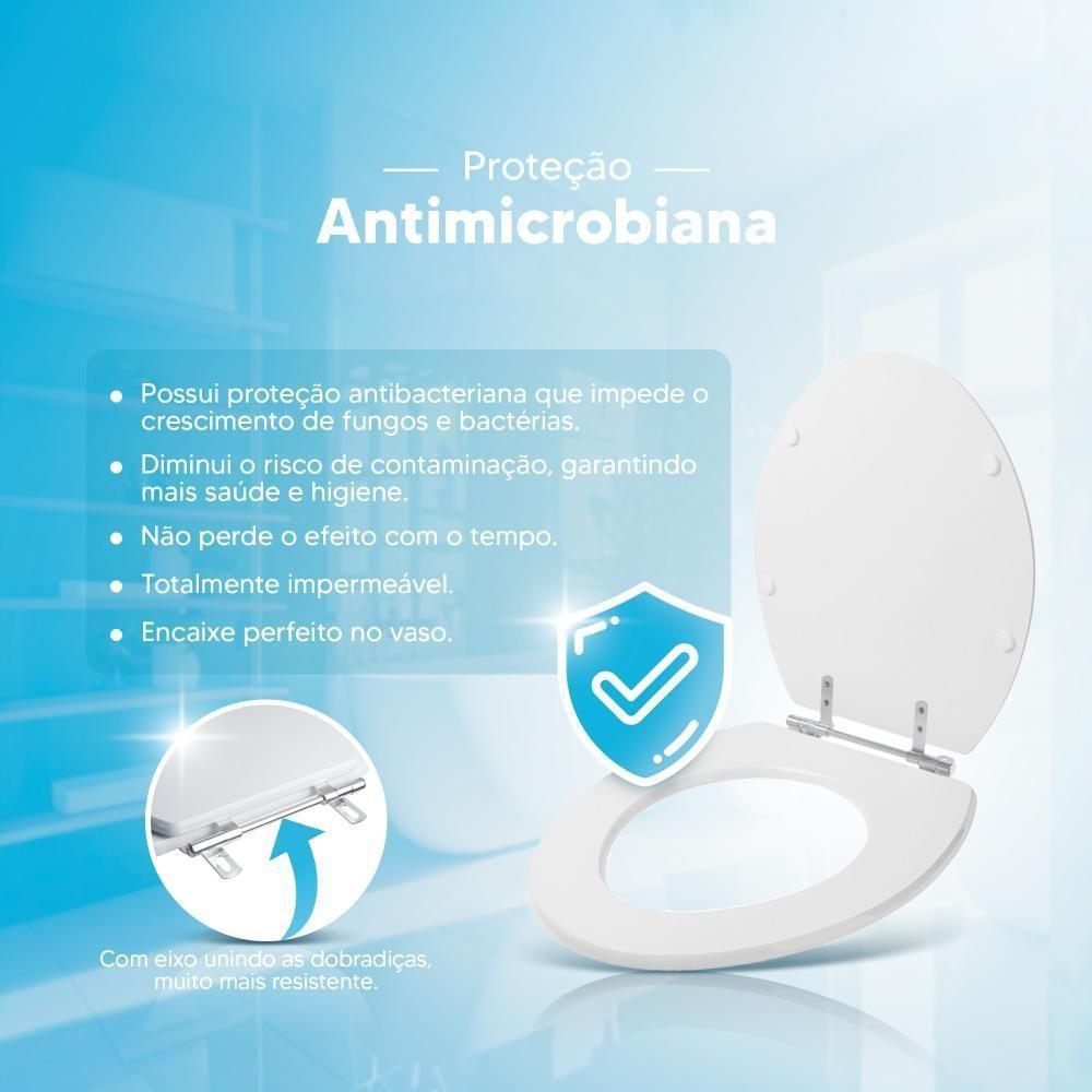 Assento Sanitario Poliester Antibacteriano Diamantina Branco Para Vaso Icasa - 3