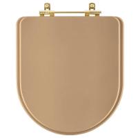 Assento Sanitario Poliester Carrara Bege Castor Para Vaso Deca Com Ferragem Dourada - 1