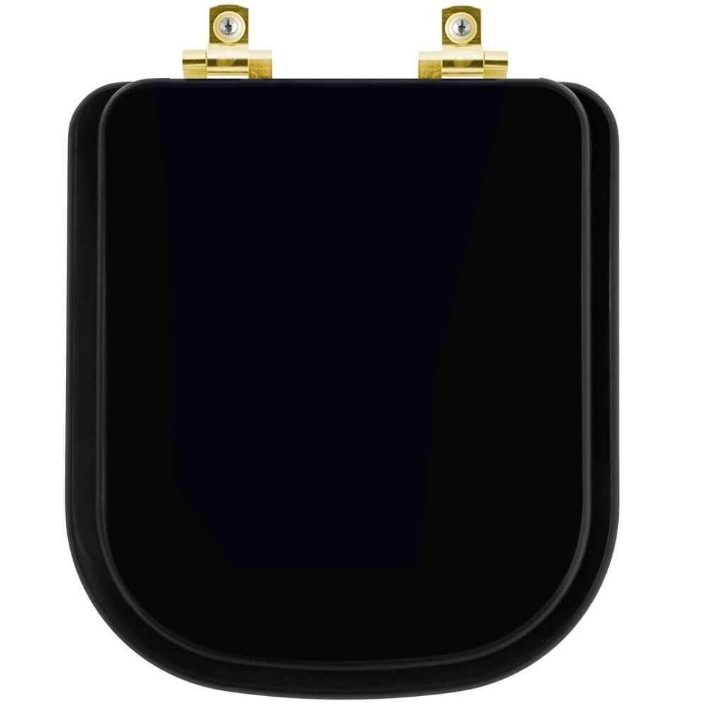 Assento Sanitário Com Amortecedor Axis ébano (preto) Para Vaso Deca Com Ferragem Dourada - 1