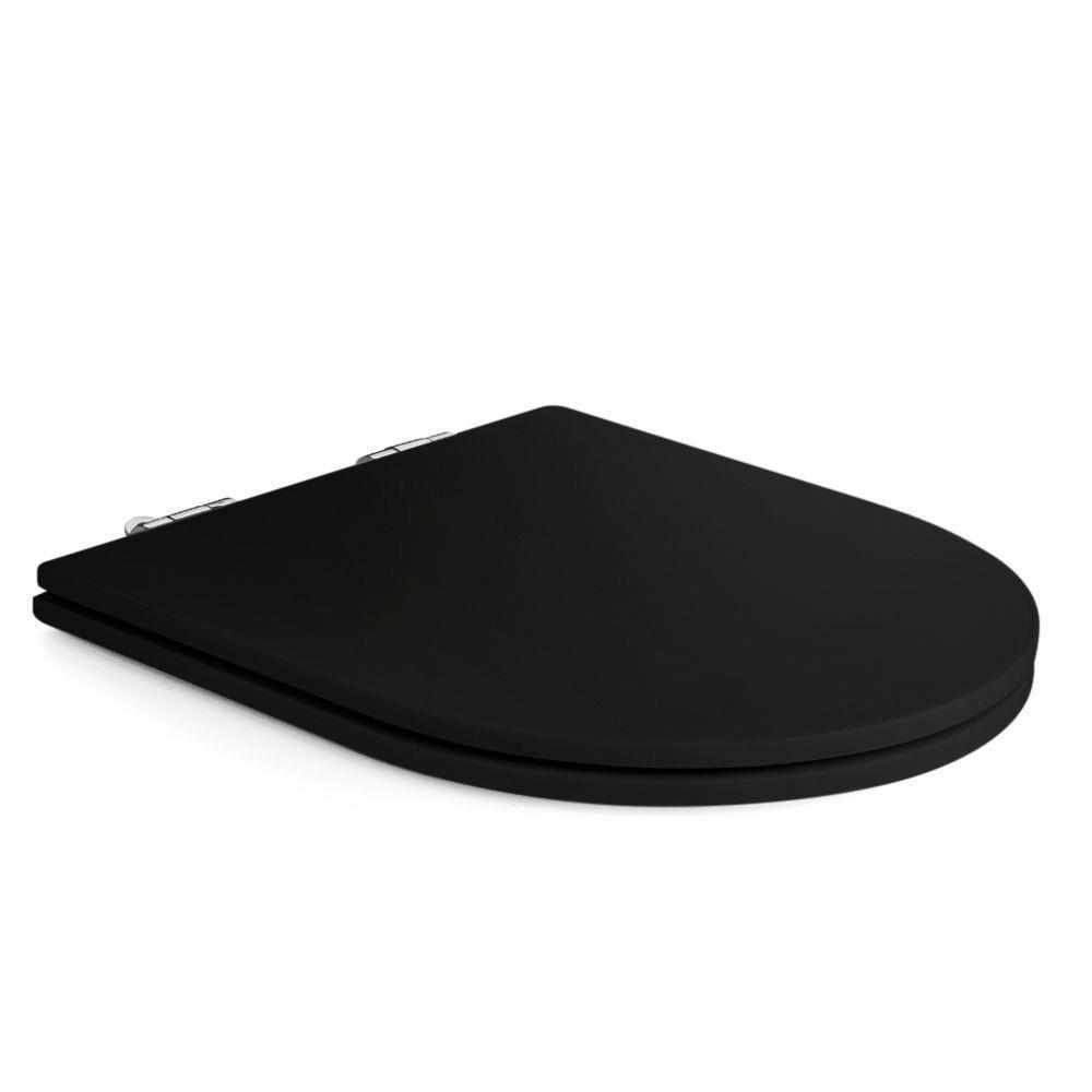 Assento Poliester Soft Close Carrara Preto Fosco Para Vaso Deca - 1