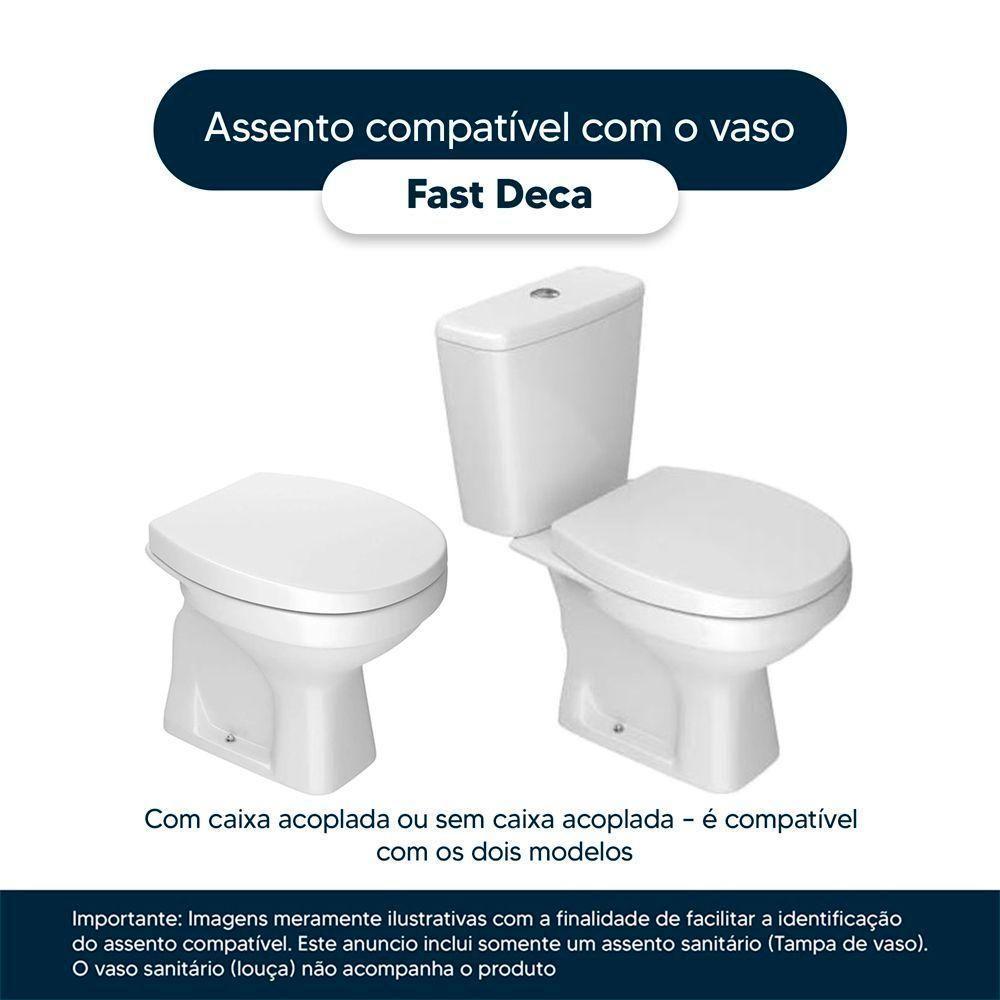 Assento Sanitario Poliester Fast Branco Para Vaso Deca - 4