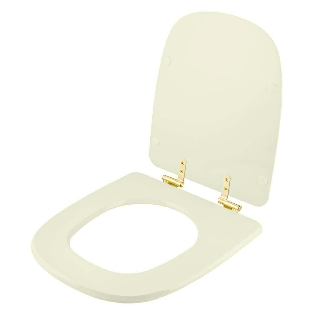 Assento Sanitário Com Amortecedor Ibiza Biscuit Para Vaso Incepa Com Ferragem Dourada - 2