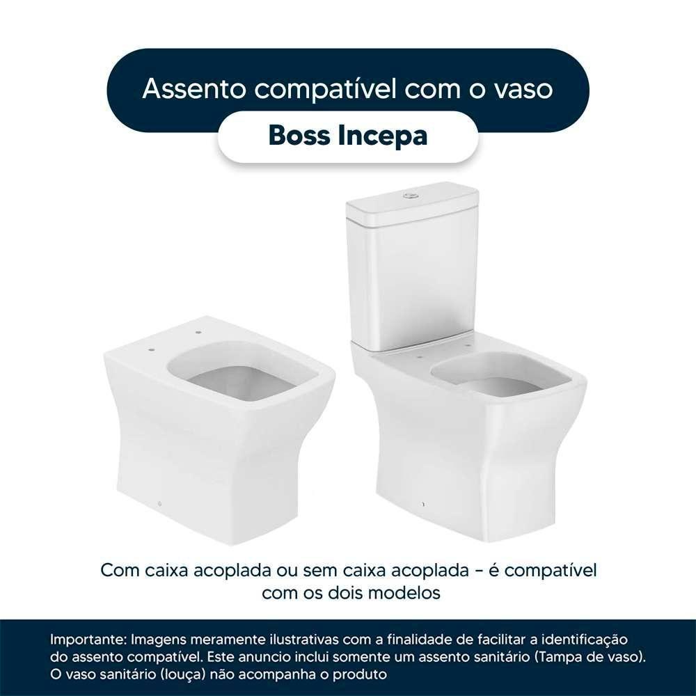 Assento Sanitario Fechamento Lento Boss Matte Black Preto Fosco Para Louça Incepa 6lpf - 4