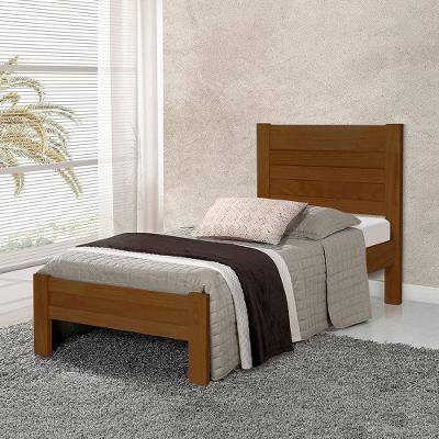 Cama Solteiro Com Colchão Lara Madeira - Castanho - Marrom