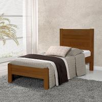 Cama Solteiro Com Colchão Lara Madeira - Castanho - Marrom - 1