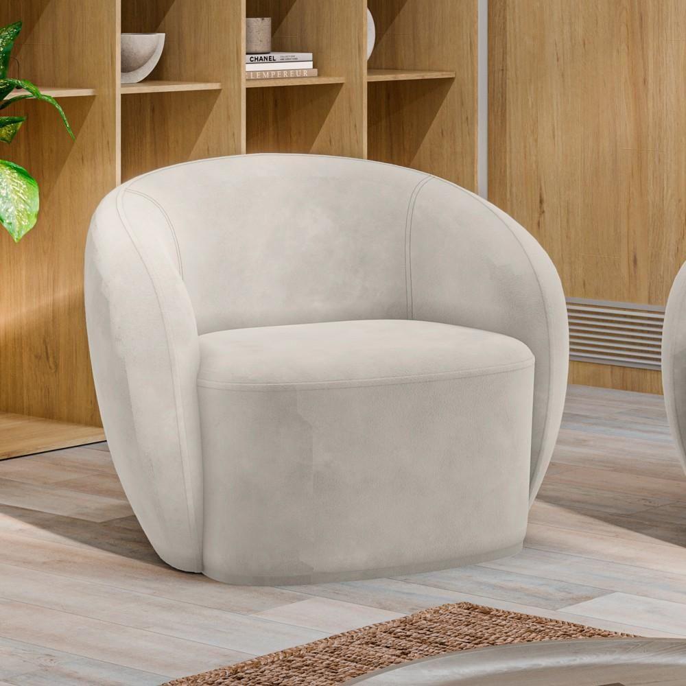 Poltrona Para Sala De Estar Orgânica Kit Com 2 Garbin K04 Veludo Bege - Mpozenato - 2