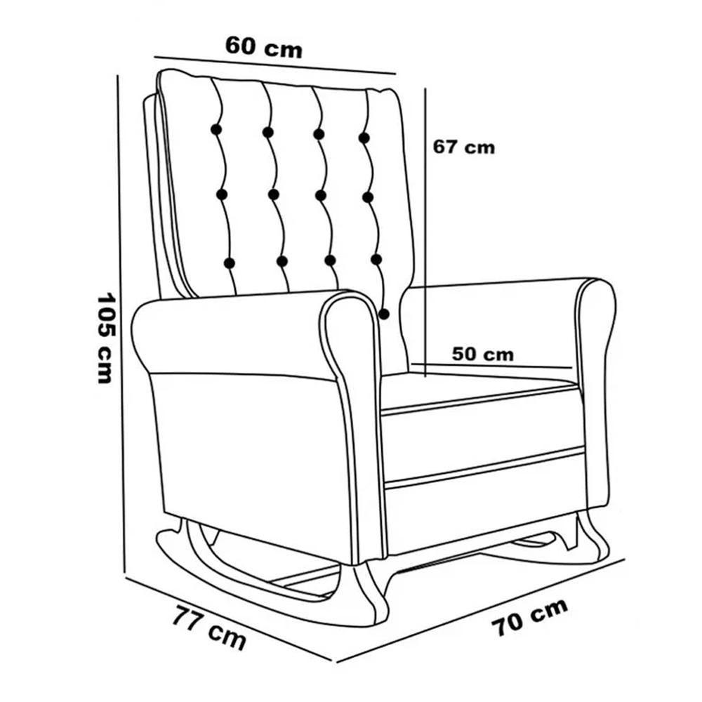 Poltrona De Amamentação E Descanso Base Madeira Balanço Brenda G05 Linho Bege - Mpozenato - 4