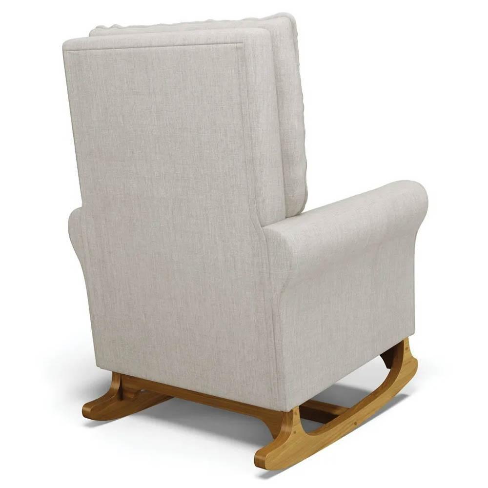 Poltrona De Amamentação E Descanso Base Madeira Balanço Brenda G05 Linho Bege - Mpozenato - 6