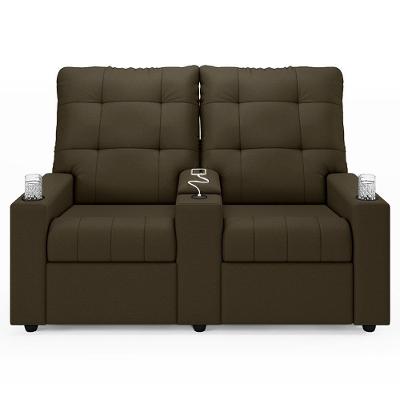 Poltrona De Cinema Reclinável 2 Lugares Baú Usb Mallie Fh9 Veludo Capuccino - Mpozenato