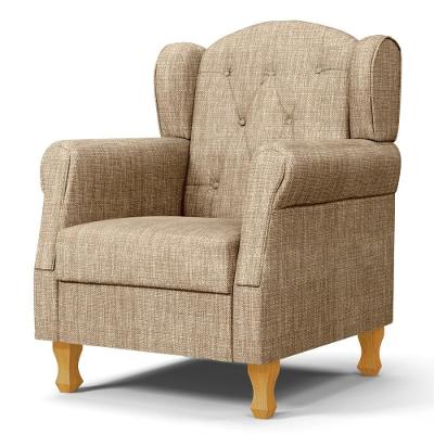 Poltrona De Amamentação Com Pés De Madeira Lucy P04 Linho Bege Escuro - Mpozenato