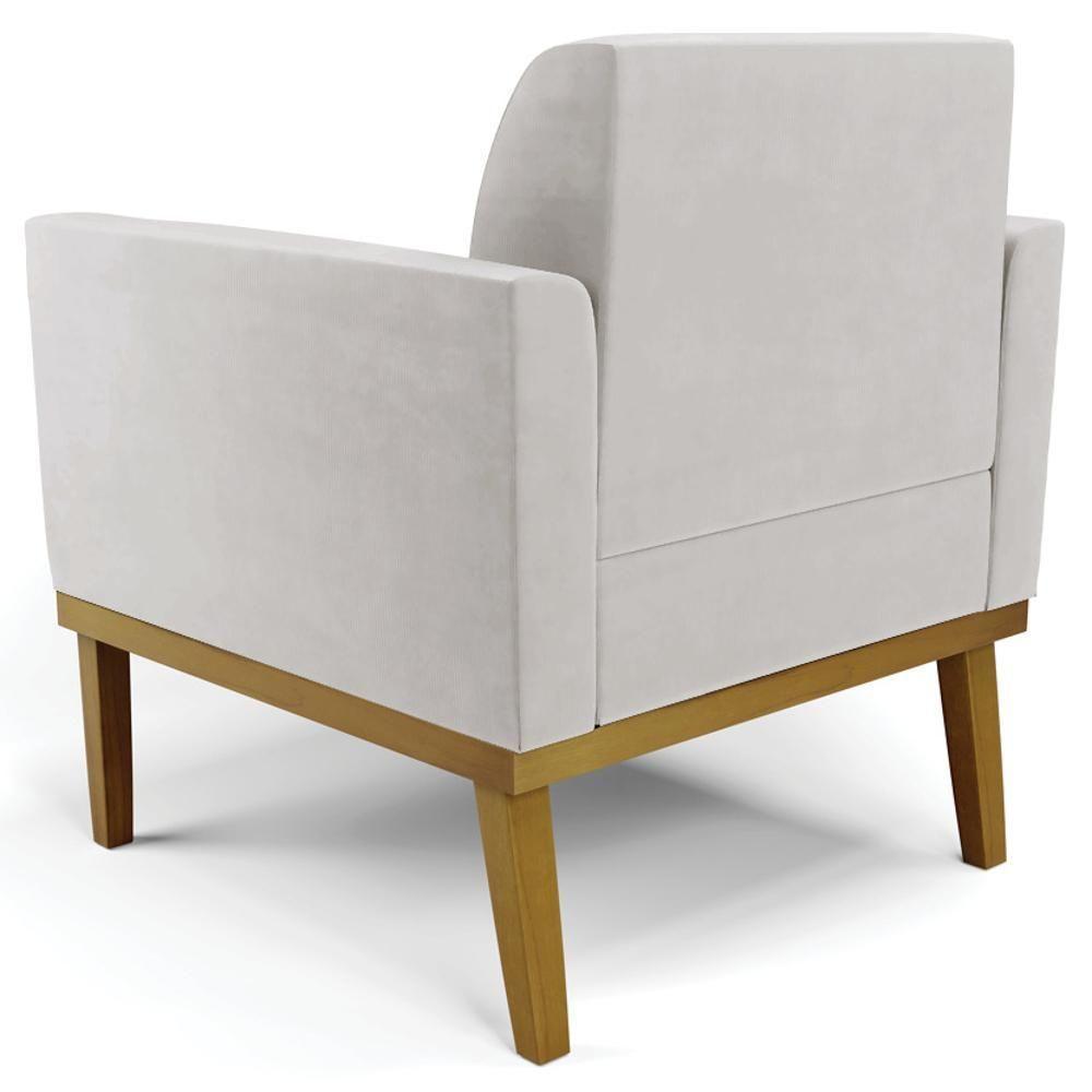 Poltrona Base Madeira Castanho Kit 2 Maressa Veludo Cinza - Ibiza - 7