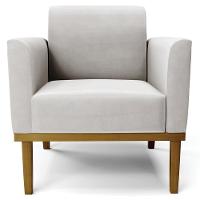 Poltrona Base Madeira Castanho Kit 2 Maressa Veludo Cinza - Ibiza - 6