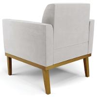 Poltrona Base Madeira Castanho Kit 2 Maressa Veludo Cinza - Ibiza - 7