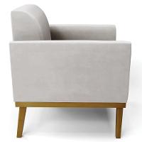 Poltrona Base Madeira Castanho Kit 2 Maressa Veludo Cinza - Ibiza - 8