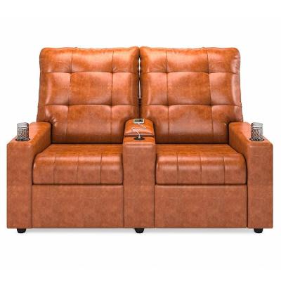 Poltrona De Cinema Reclinável 2 Lugares Baú Usb Mallie Fh9 Pu Caramelo Brilho - Mpozenato