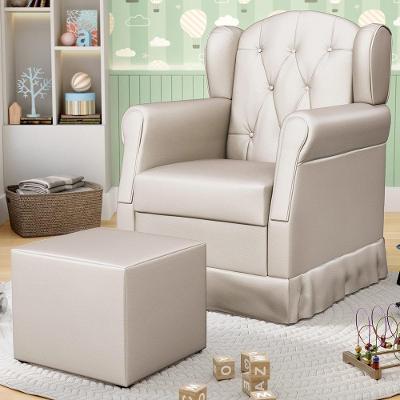 Poltrona De Amamentação Fixa Com Puff Lucy P04 Sintético Bege - Mpozenato