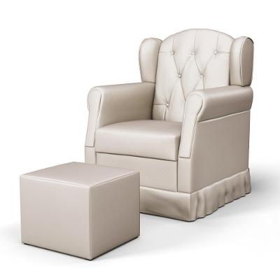 Poltrona De Amamentação Fixa Com Puff Letícia Sintético Bege - Phoenix