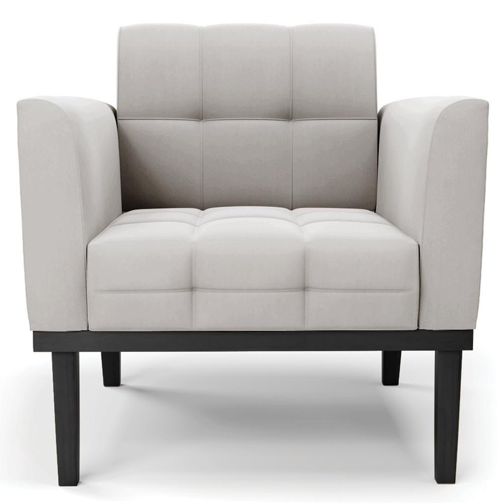 Poltrona Base Madeira Preto Kit 2 Ana Veludo Cinza - Ibiza - 6