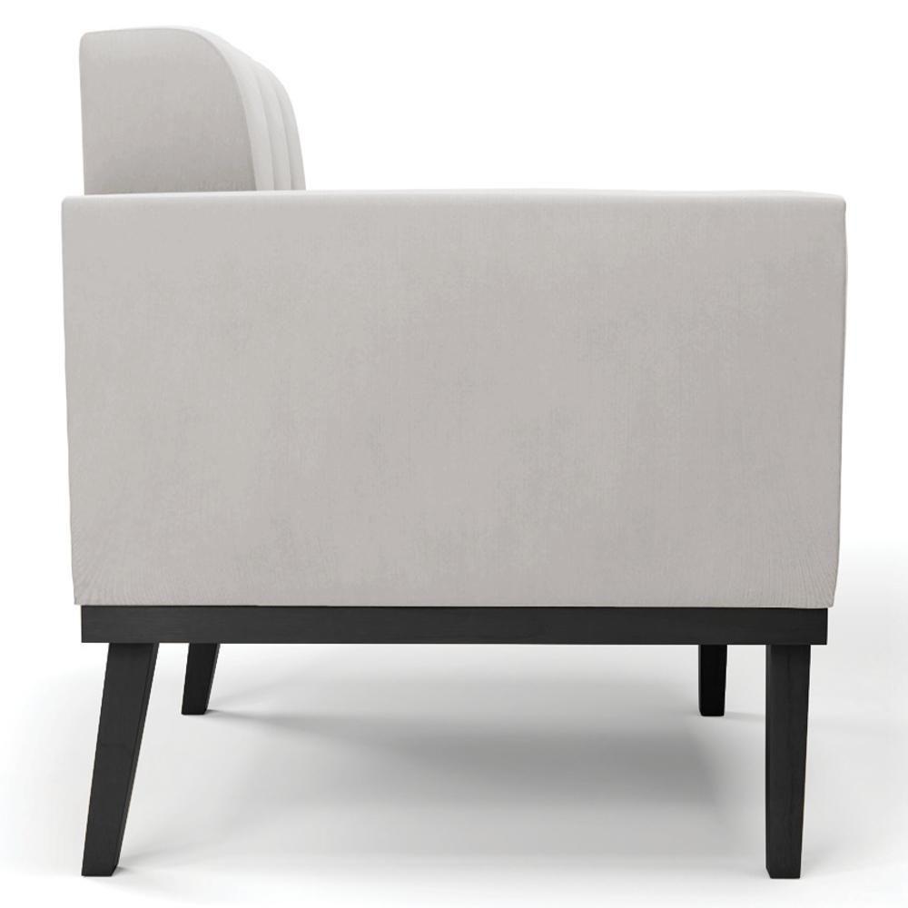 Poltrona Base Madeira Preto Kit 2 Ana Veludo Cinza - Ibiza - 9