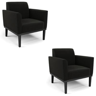 Kit 2 Poltronas Maressa Suede Preto Ibiza