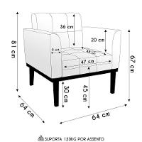 Poltrona Sala Base Madeira Castanho Kit 2 Ana Bouclé Grafite - Ibiza