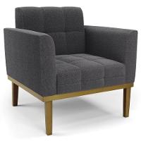 Poltrona Sala Base Madeira Castanho Kit 2 Ana Bouclé Grafite - Ibiza - 6