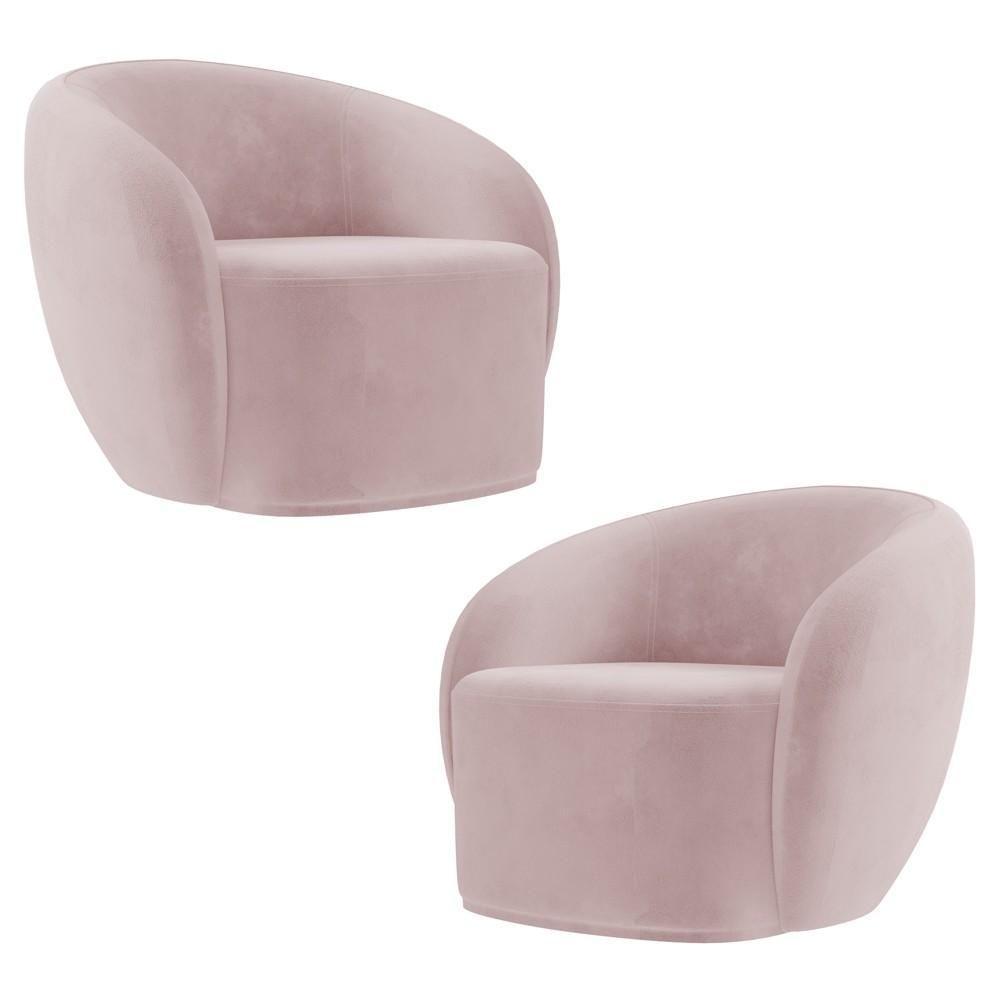 Poltrona Para Sala De Estar Orgânica Kit Com 2 Garbin K04 Veludo Rosê - Mpozenato - 1