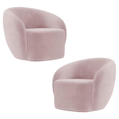 Poltrona Para Sala De Estar Orgânica Kit Com 2 Garbin K04 Veludo Rosê - Mpozenato