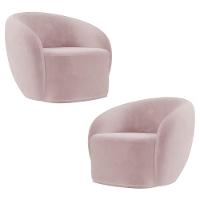 Poltrona Para Sala De Estar Orgânica Kit Com 2 Garbin K04 Veludo Rosê - Mpozenato - 1