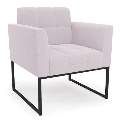 Poltrona Para Sala Ana Bouclé Rosé Base Industrial Preto Rosê Ibiza